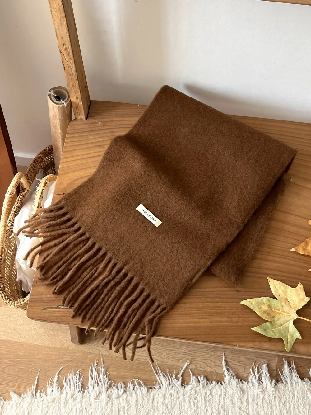 Warm scarf in various shades of brown