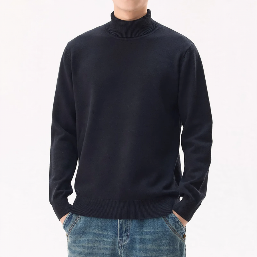 Men's wool blend pullover with round neck