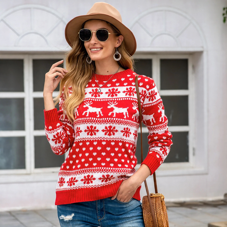 Women's knit sweater with 3D effect pattern