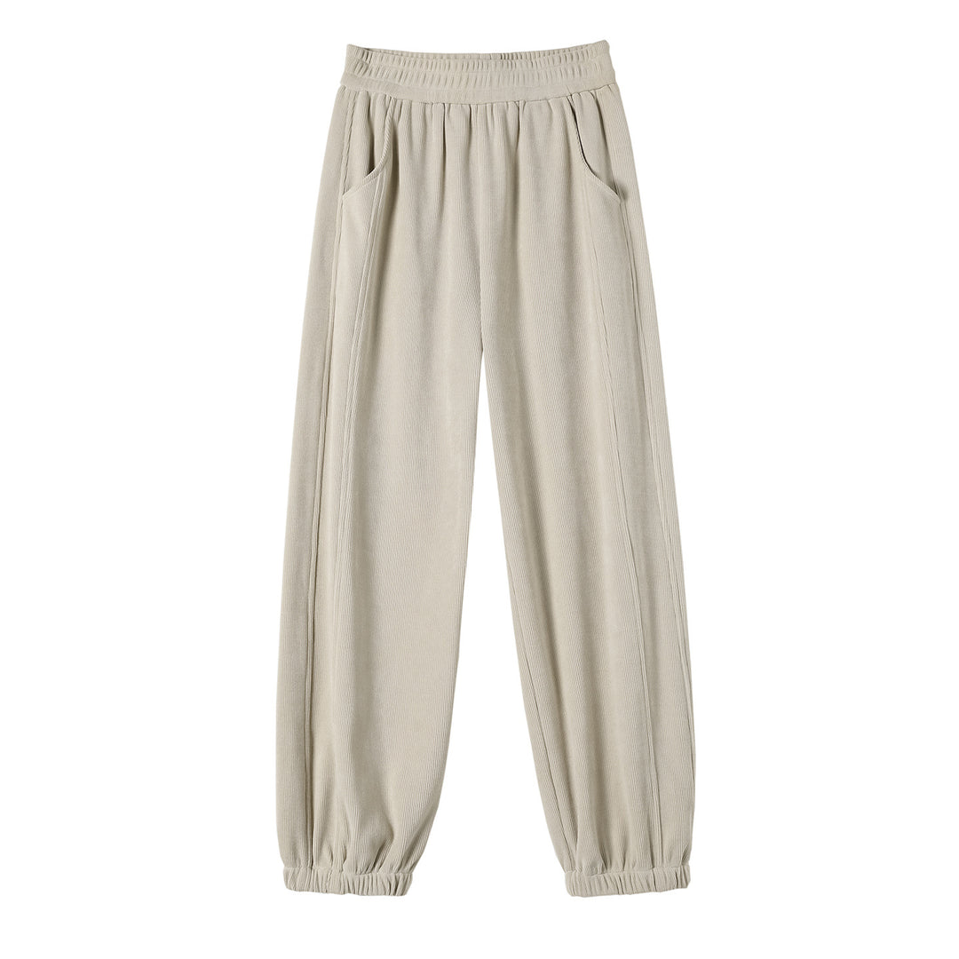 Padded women's corduroy trousers with cuffs
