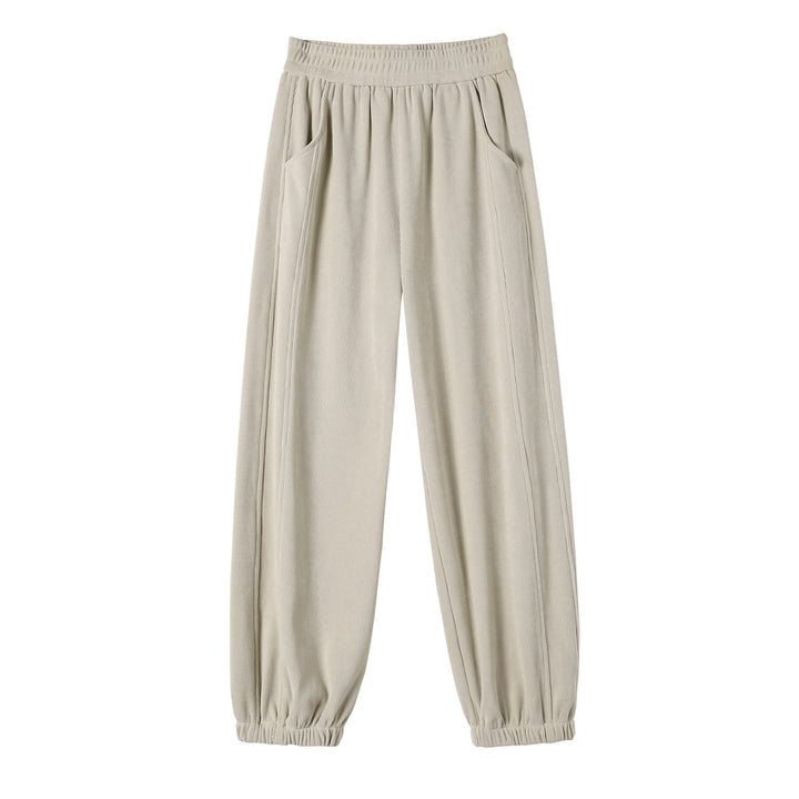 Padded women's corduroy trousers with cuffs