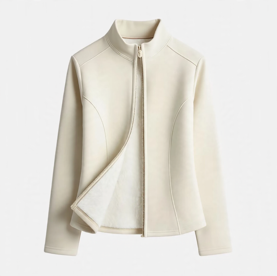 Padded yoga jacket with zipper and tailoring