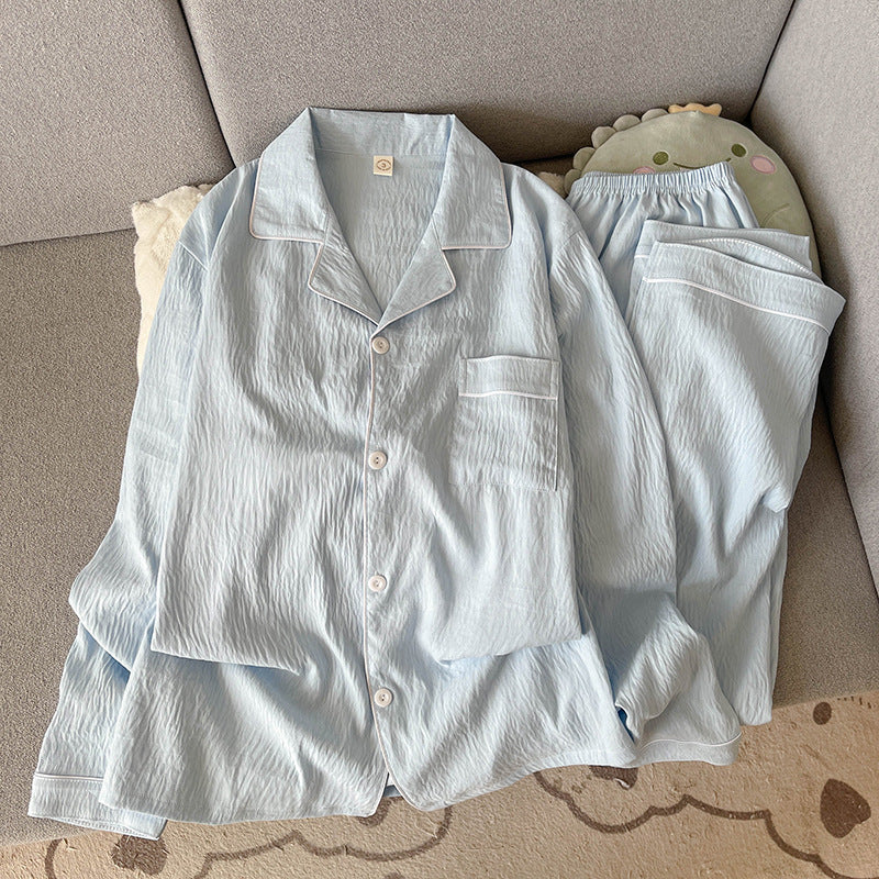 Men's pajama made of soft cotton gauze, plain