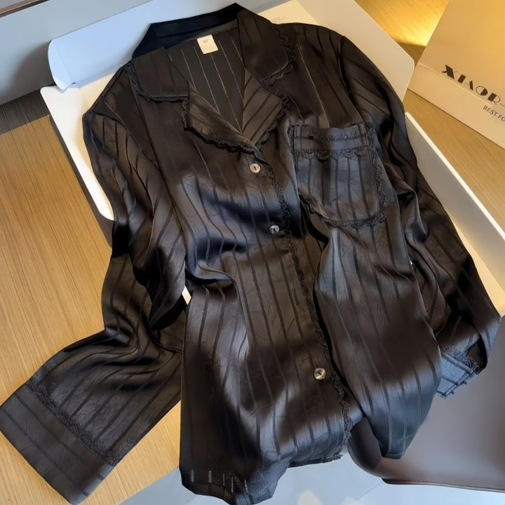 Ladies' pajamas, ice silk, long, with texture