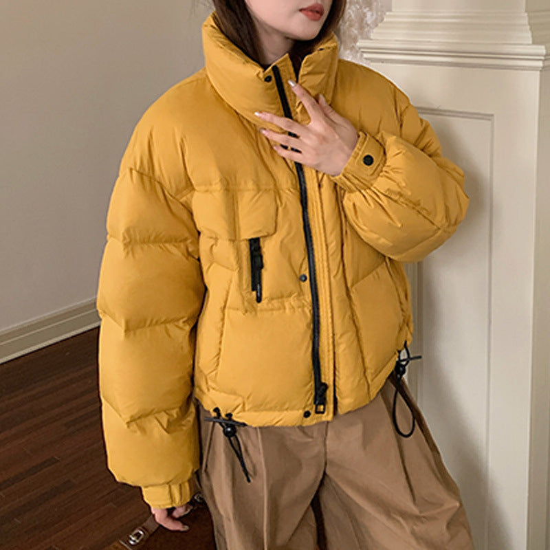 Short women's down jacket, duck down, urban style