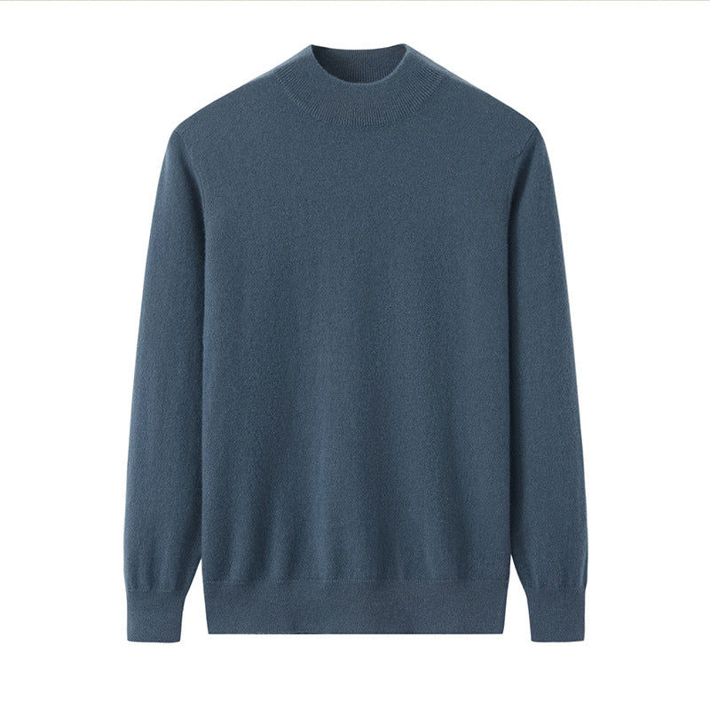 Men's cashmere sweater, stand-up collar, loose fit