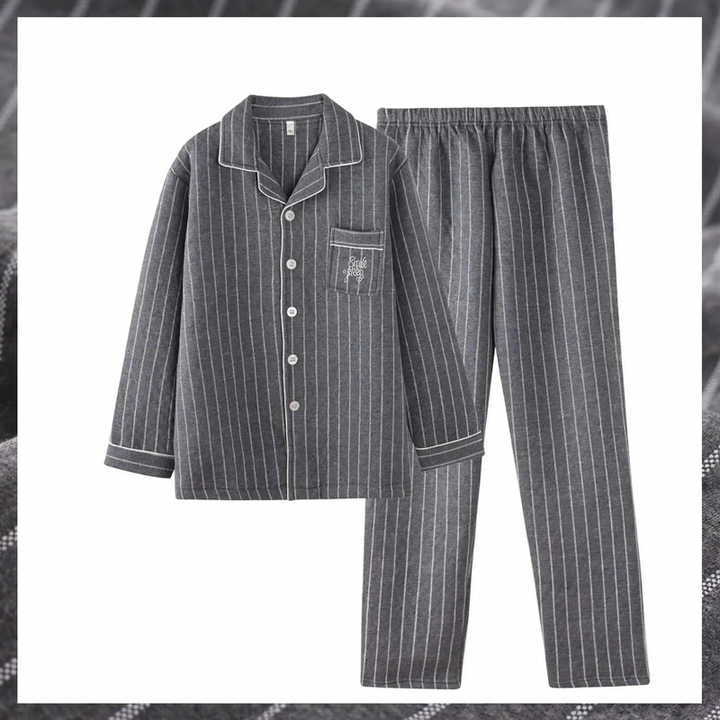 Men's pajamas, 3-layer, cotton, quilted