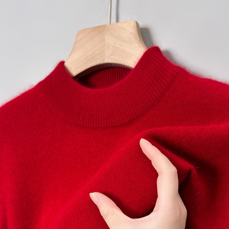 Men's knitted sweater with stand-up collar