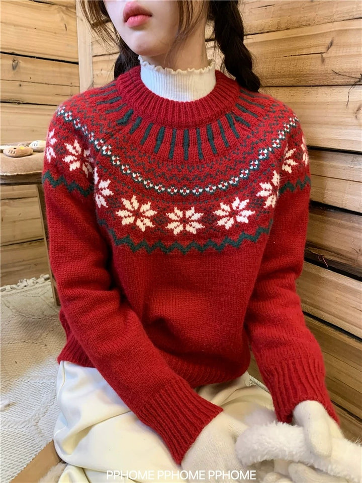 Padded knitted sweater in Christmas red