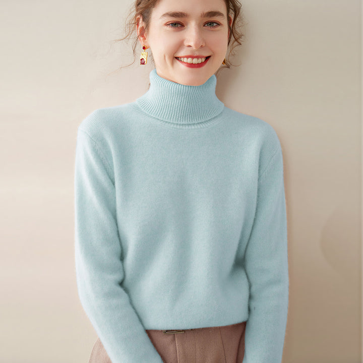 Women's turtleneck sweater made of 100% cashmere, warm