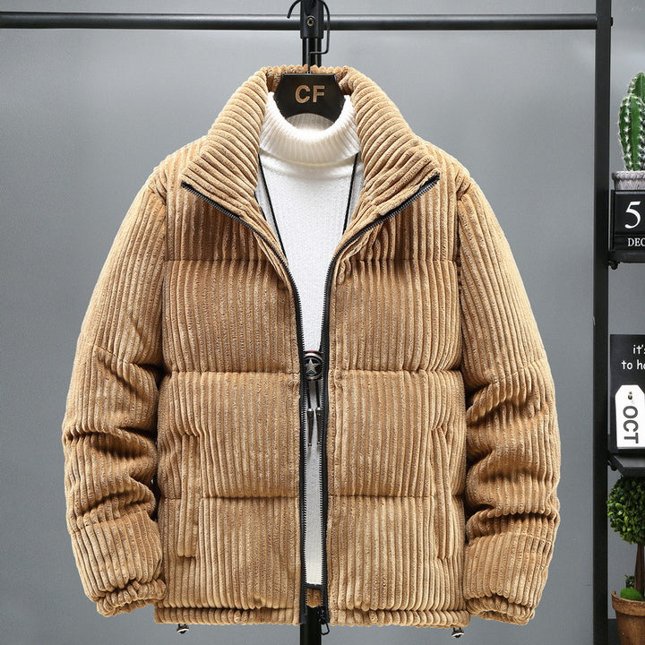 Men's winter jacket, cord, stand collar, padded