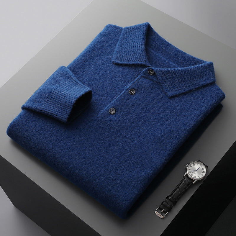 Men's Sweater, Polo Collar, Wool Cashmere, Business