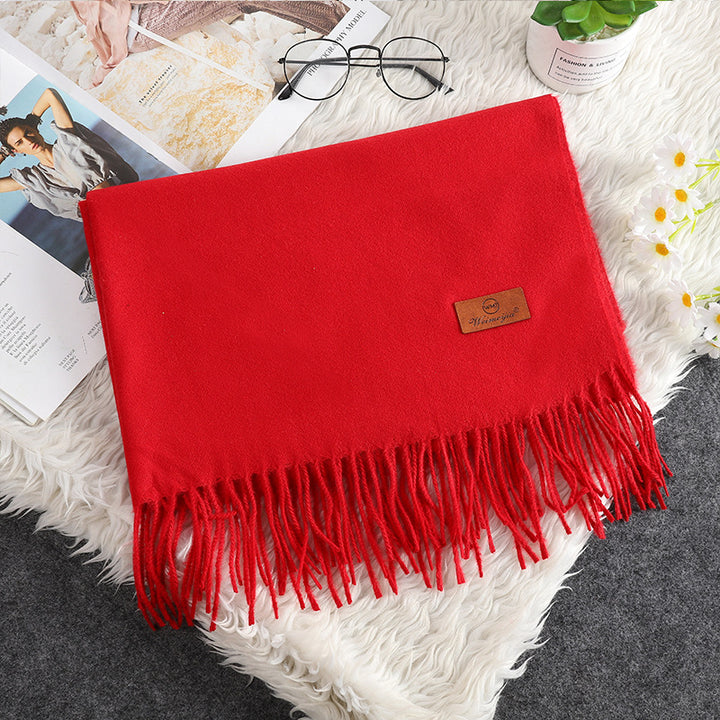 Winter scarf with fringes, 200x70 cm