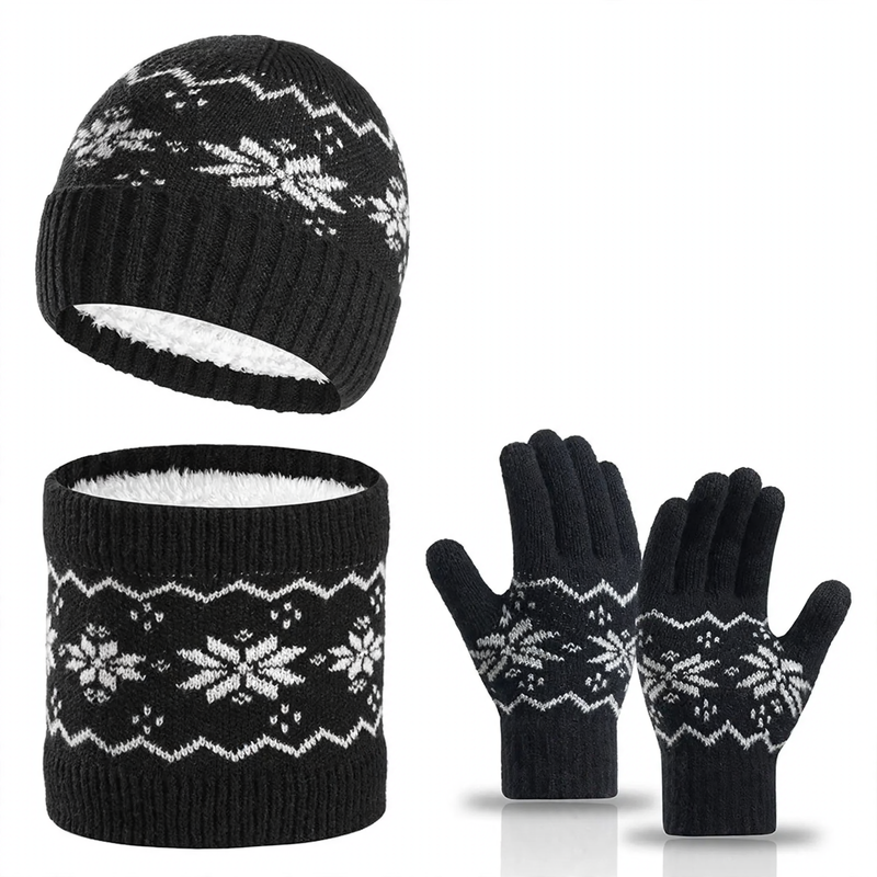 Winter Knit Set: Touchscreen Gloves, Beanie and Scarf