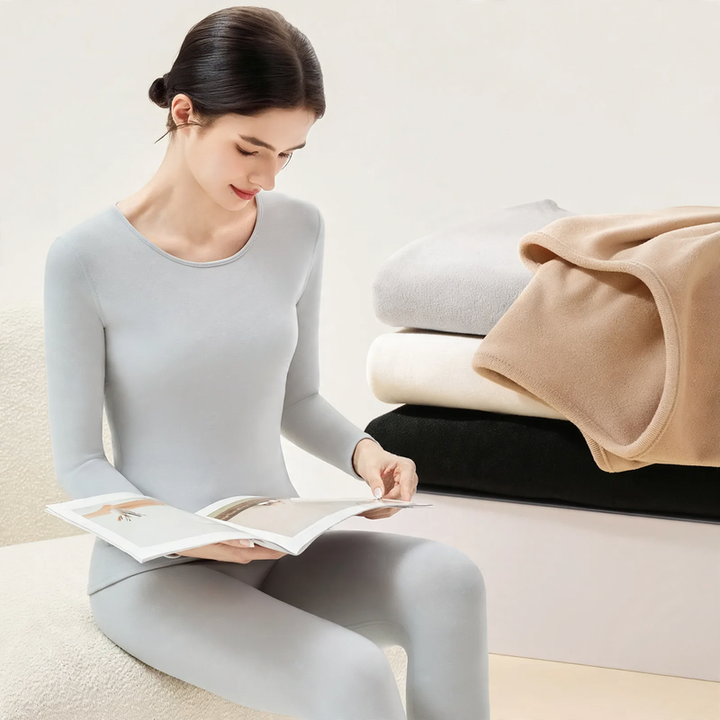 Women’s thermal underwear set, warming, round neck