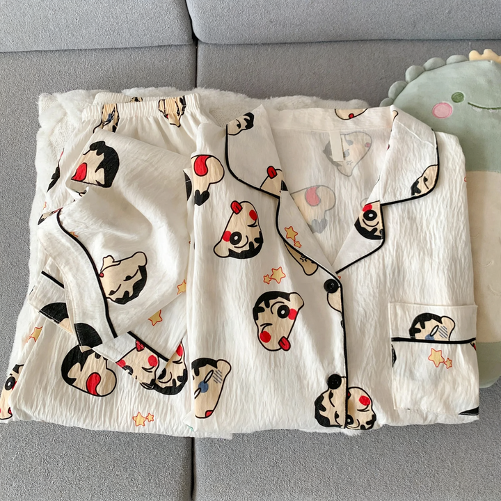 Men's pajama set made of cotton muslin, breathable