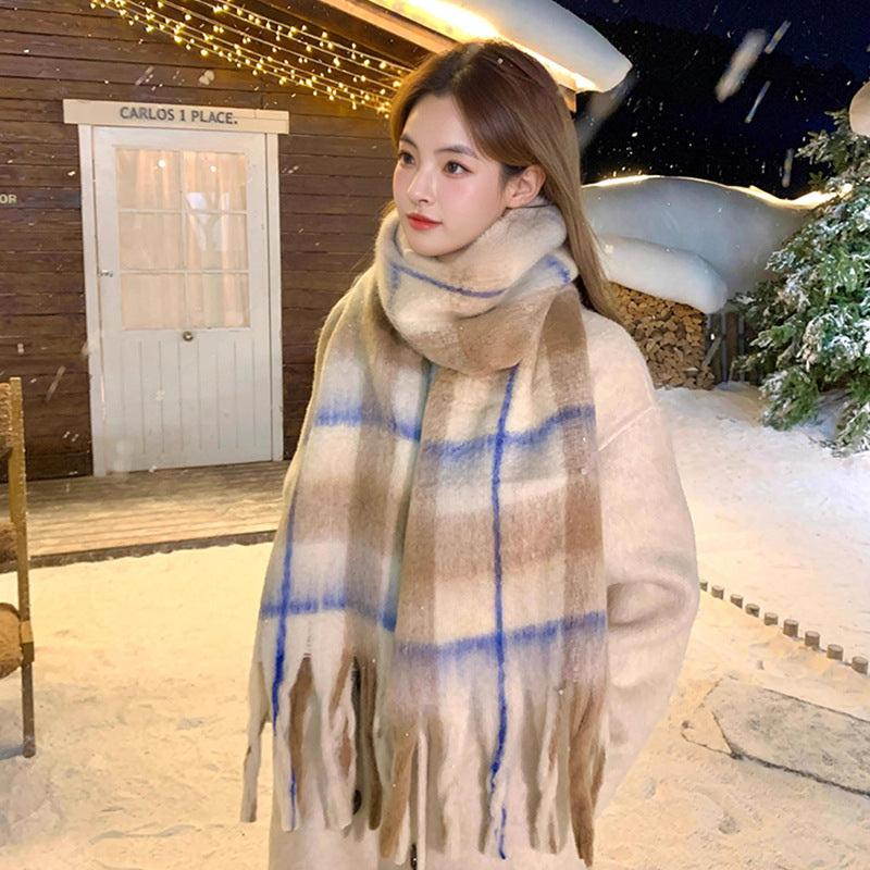 Checked scarf, soft and voluminous, 185 cm