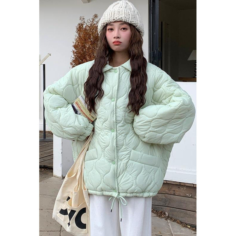Quilted winter jacket with lamb fleece lining