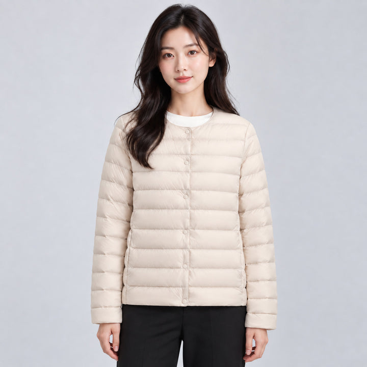 Light women's down jacket, simple design