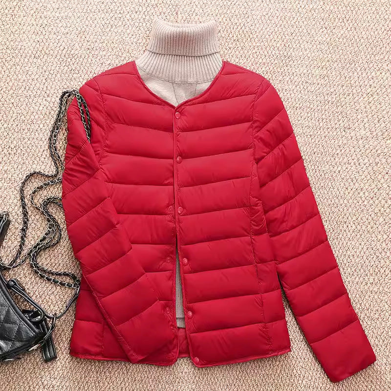 Light women's quilted jacket, short, fitted
