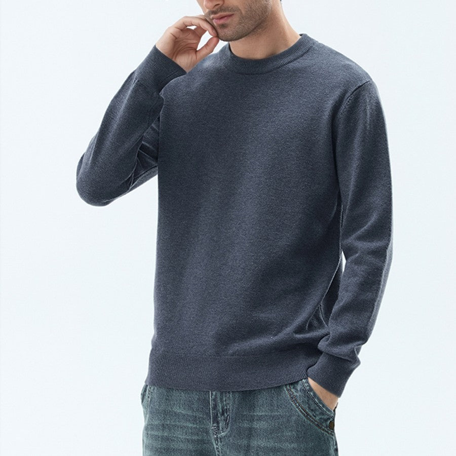 Men's wool blend pullover with round neck