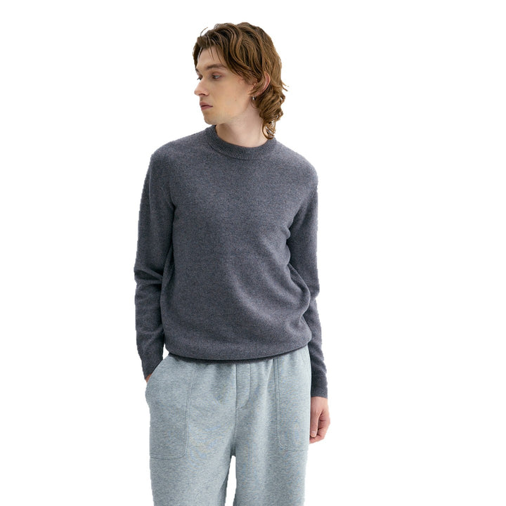 Men's sweater made from 100% sheep wool, stand-up collar