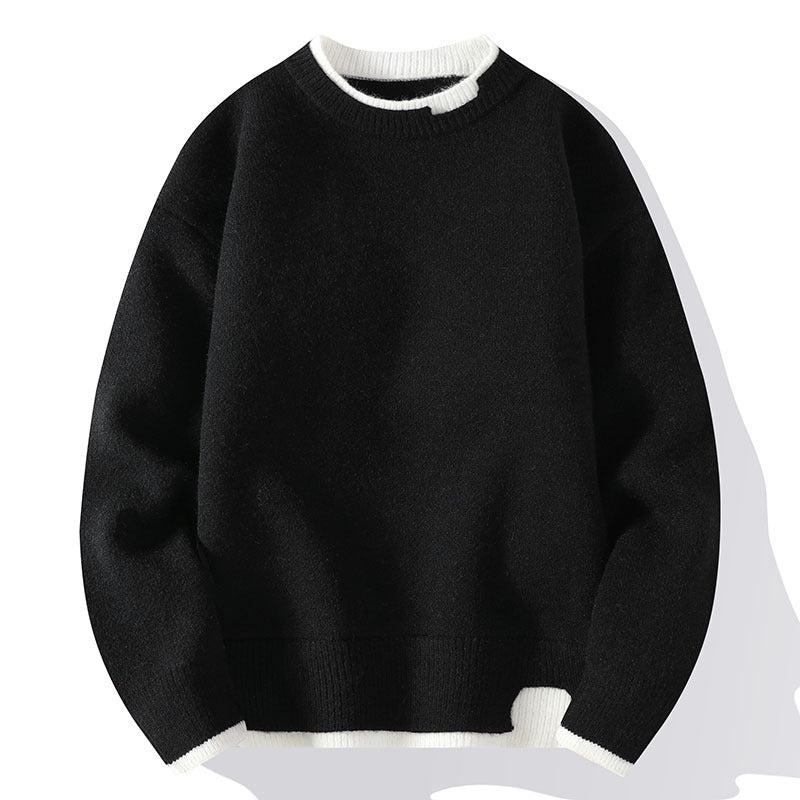 Men's knit sweater in fake layer look, stylish and comfortable