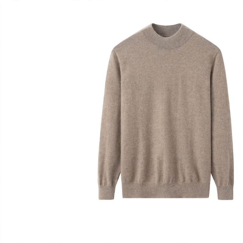 Men's cashmere sweater, stand-up collar, loose fit