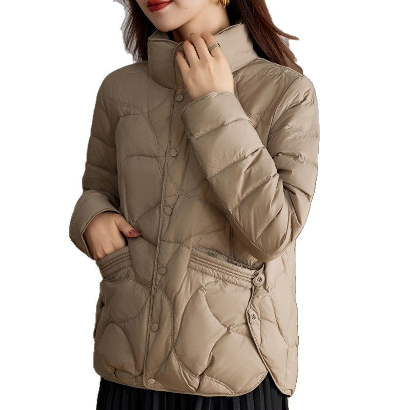 Short women's down jacket, lightweight, stylish