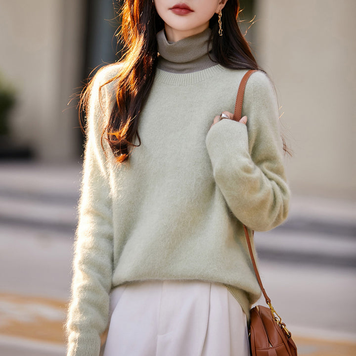 Women V-neck Pullover, soft, brushed, knit