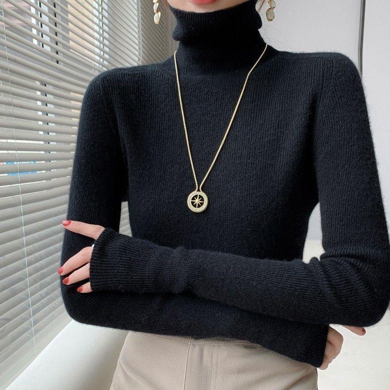 Elegant women's turtleneck sweater, slim fit