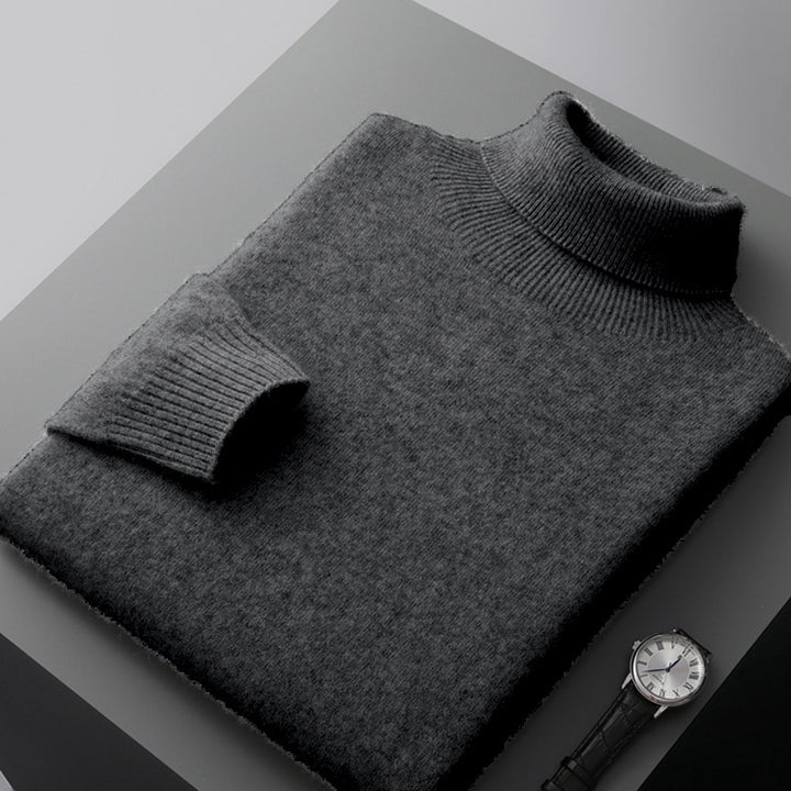 Men's wool pullover, roll neck, 350g, warm
