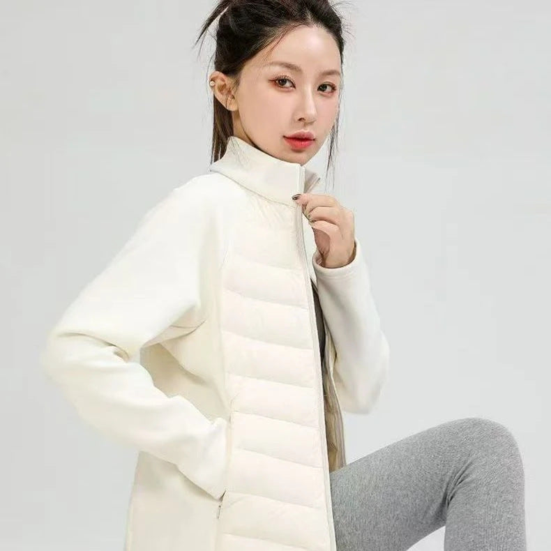 Sporty women's quilted jacket with stand-up collar