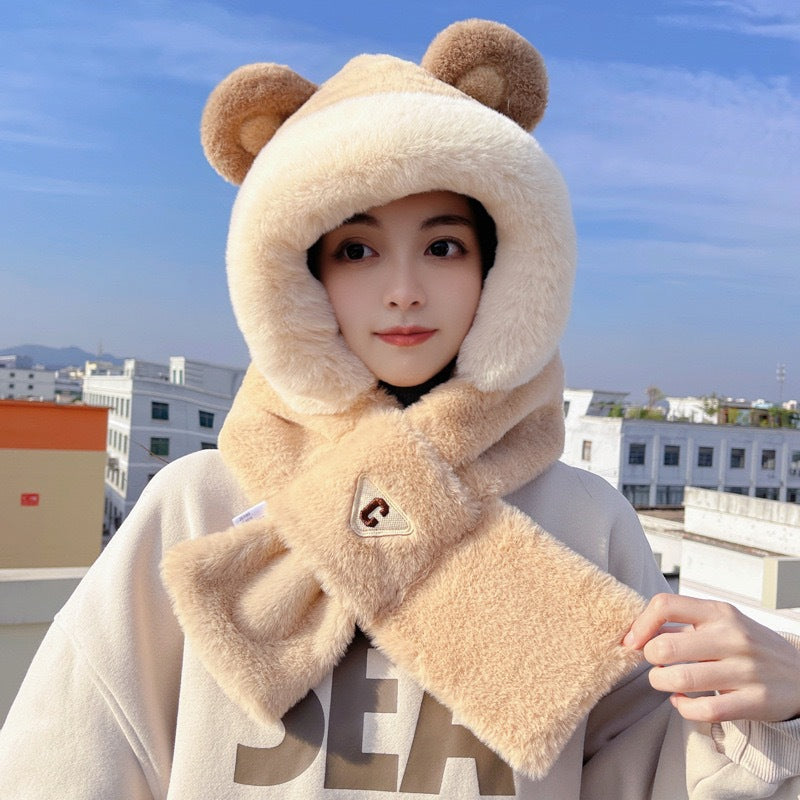 Cute bear set: hat and scarf in one