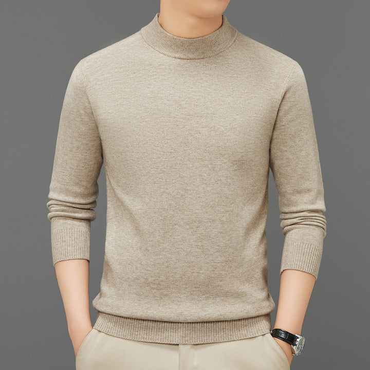 Men's knitted sweater with stand-up collar
