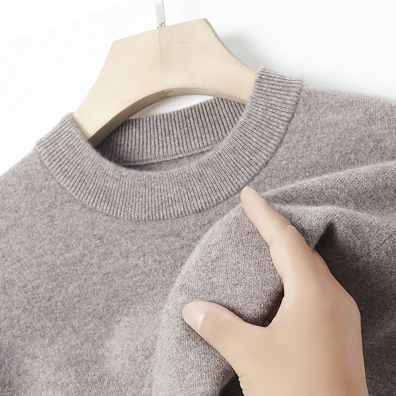 Men's cashmere sweater, crew neck, solid color