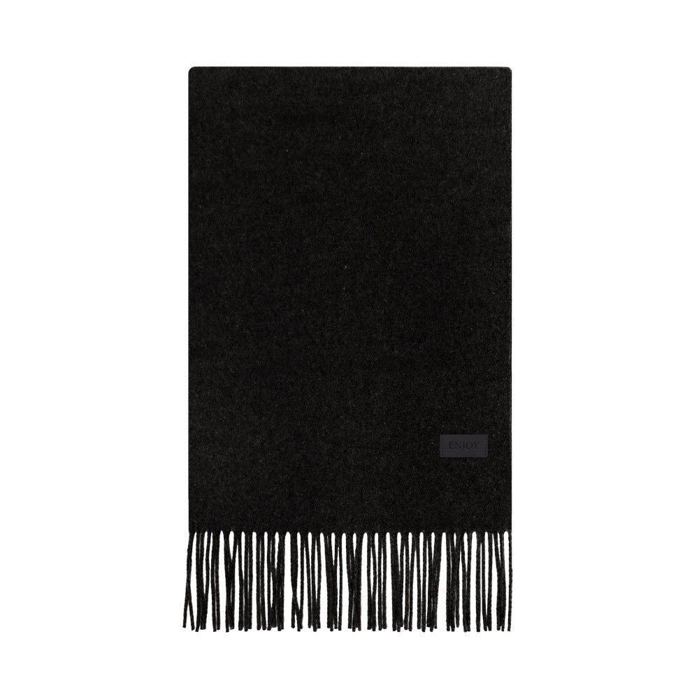 Soft merino wool blend scarf with fringes