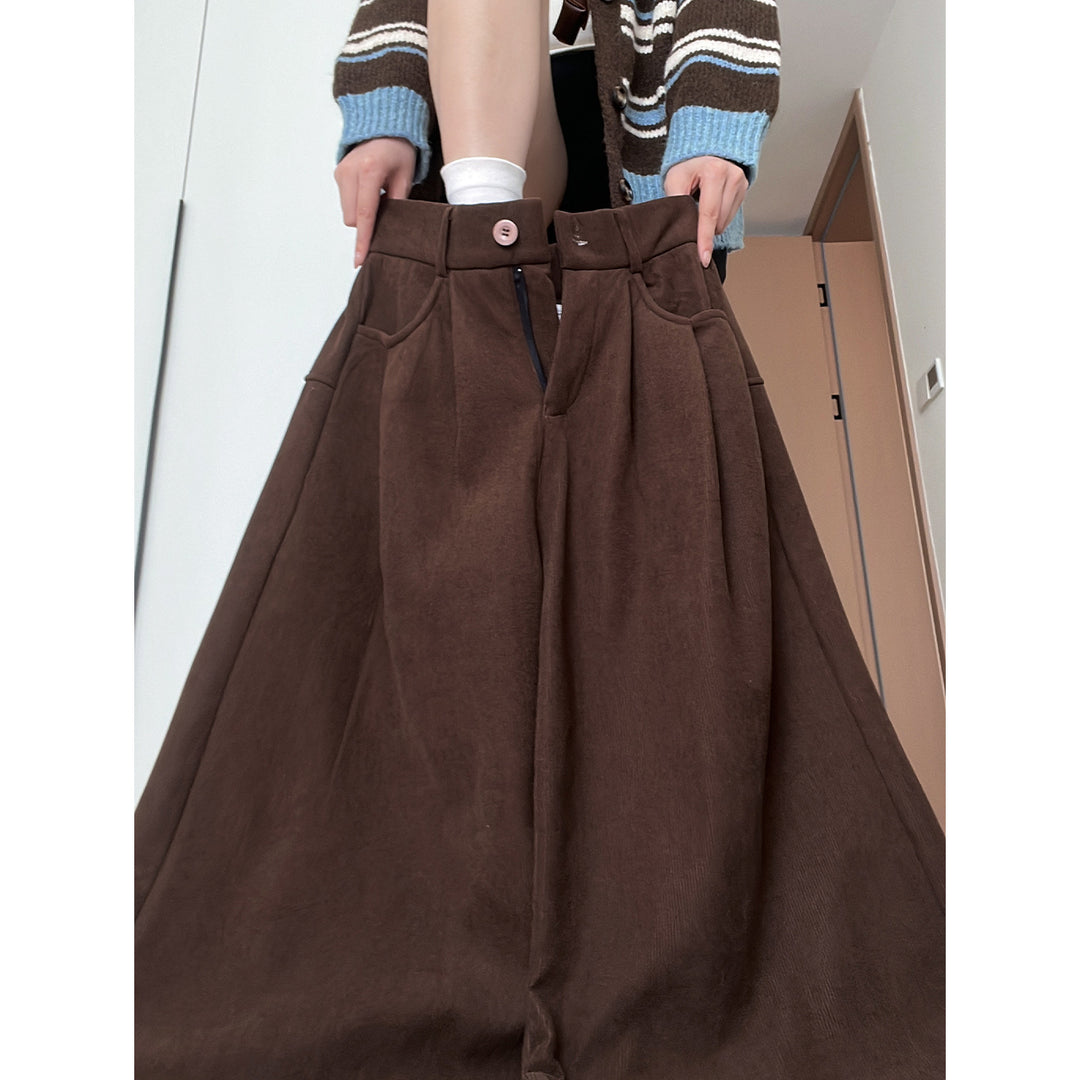 Women's corduroy suit pants with wide leg