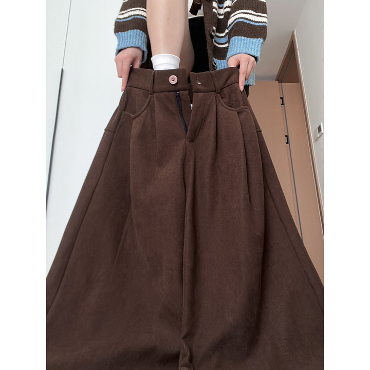 Women's corduroy suit pants with wide leg