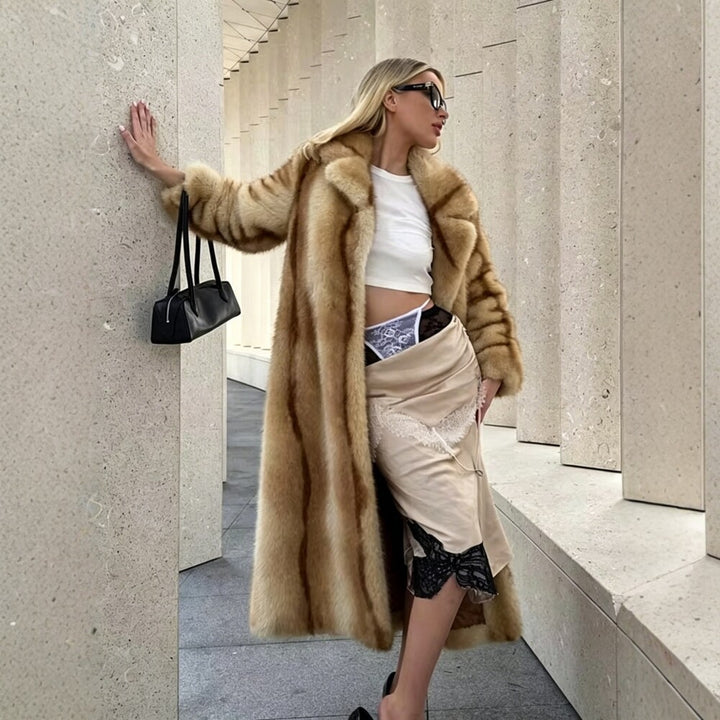 Long women's faux fur coat, lined