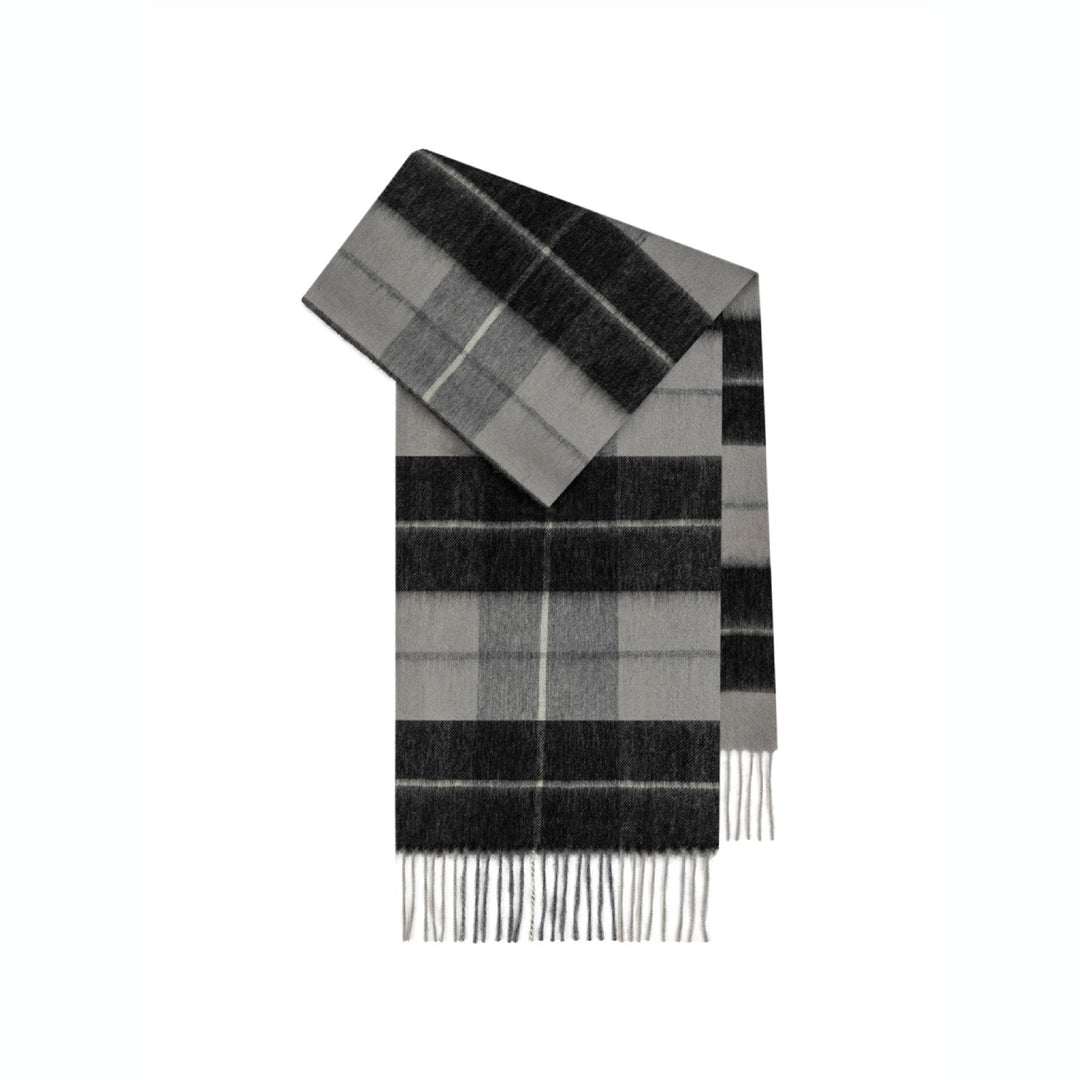 Wool scarf with check pattern, 180x30 cm