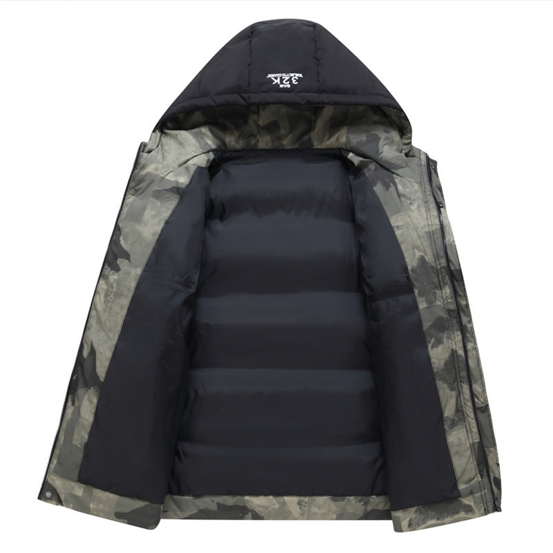 Padded hooded jacket for men, short