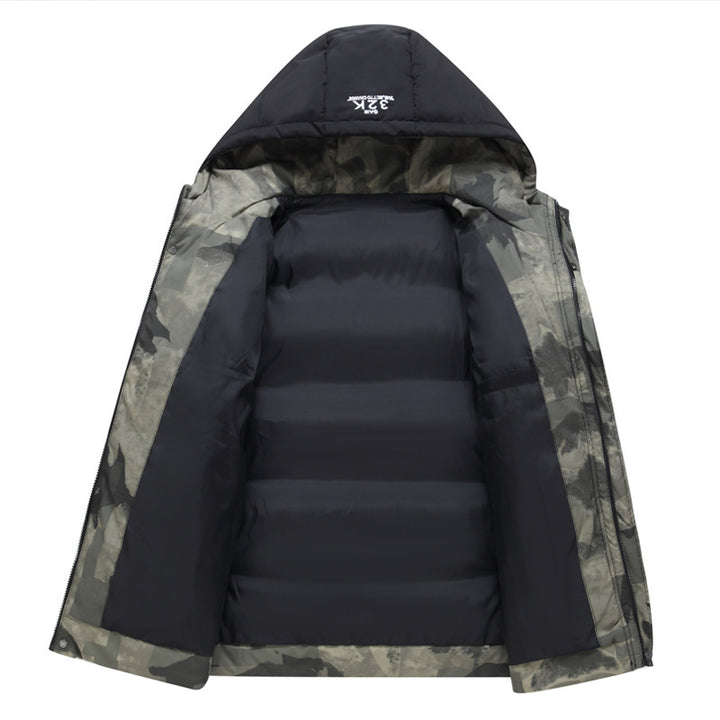 Padded hooded jacket for men, short