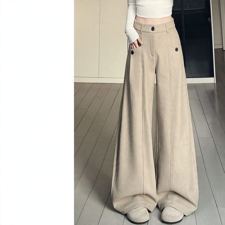 Women’s corduroy suit trousers with high waistband