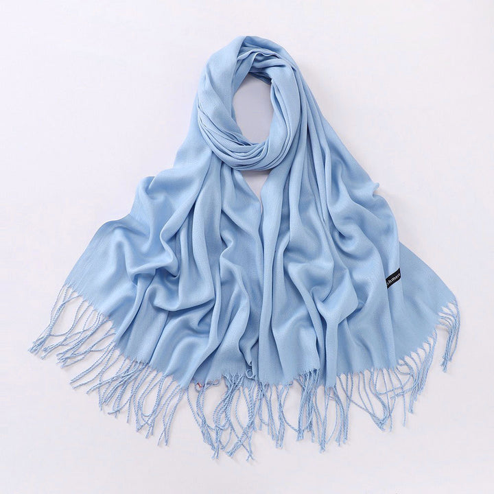 Solid colored scarf made of cashmere imitation with fringes, 200x70 cm