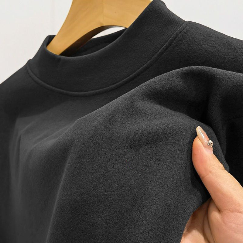 Men's long sleeve shirt with stand-up collar, lined