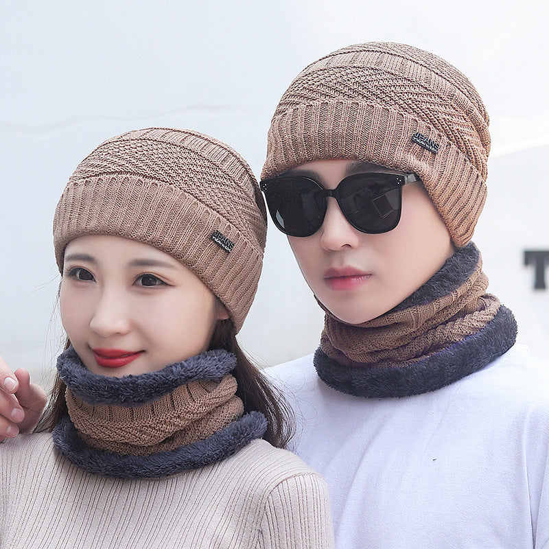 Knit hat and scarf set, lined