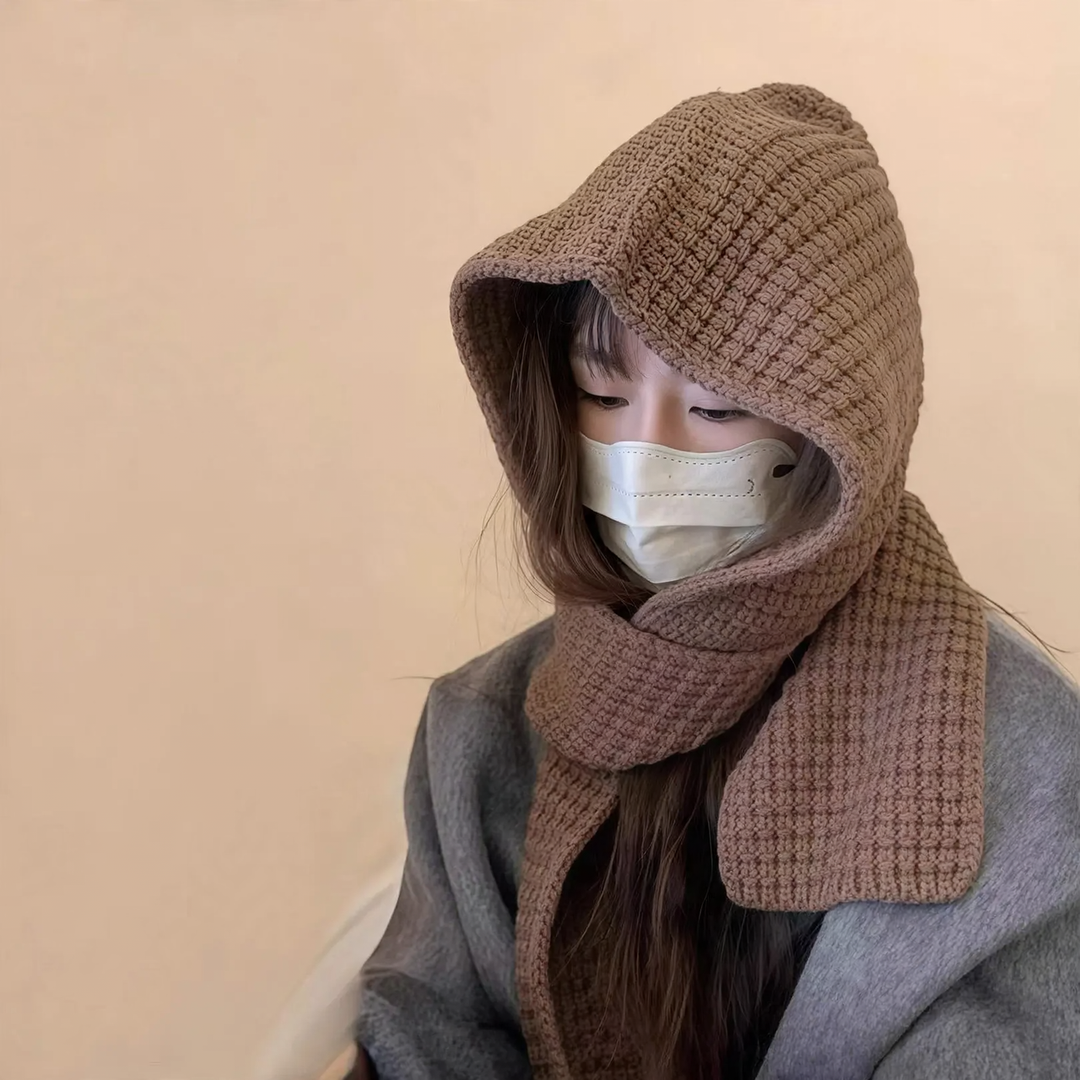 Versatile Knit Set: Hooded Scarf and Cloak