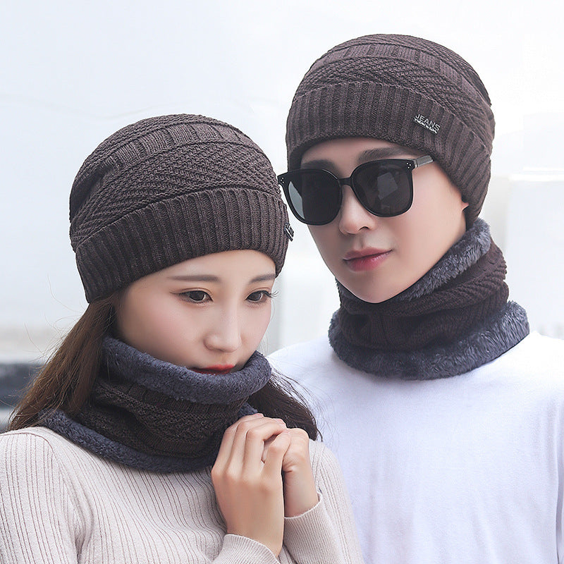 Knit hat and scarf set, lined