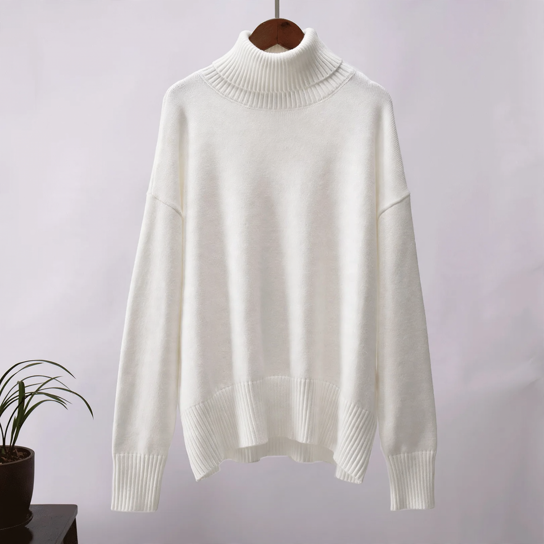 More elegant, loose women's turtleneck sweater